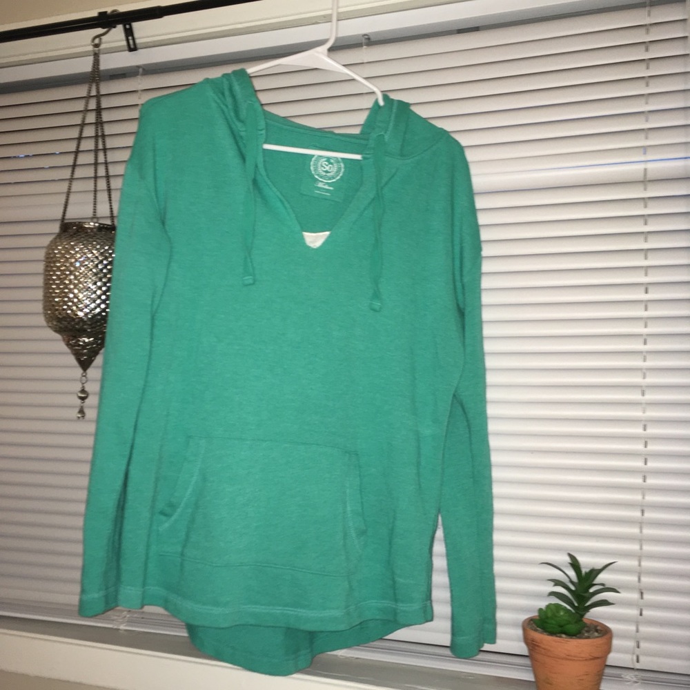 Turquoise lightweight-sweater.